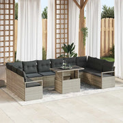Set Divano da Giardino 11 pcs Grigio chiaro polyrattan