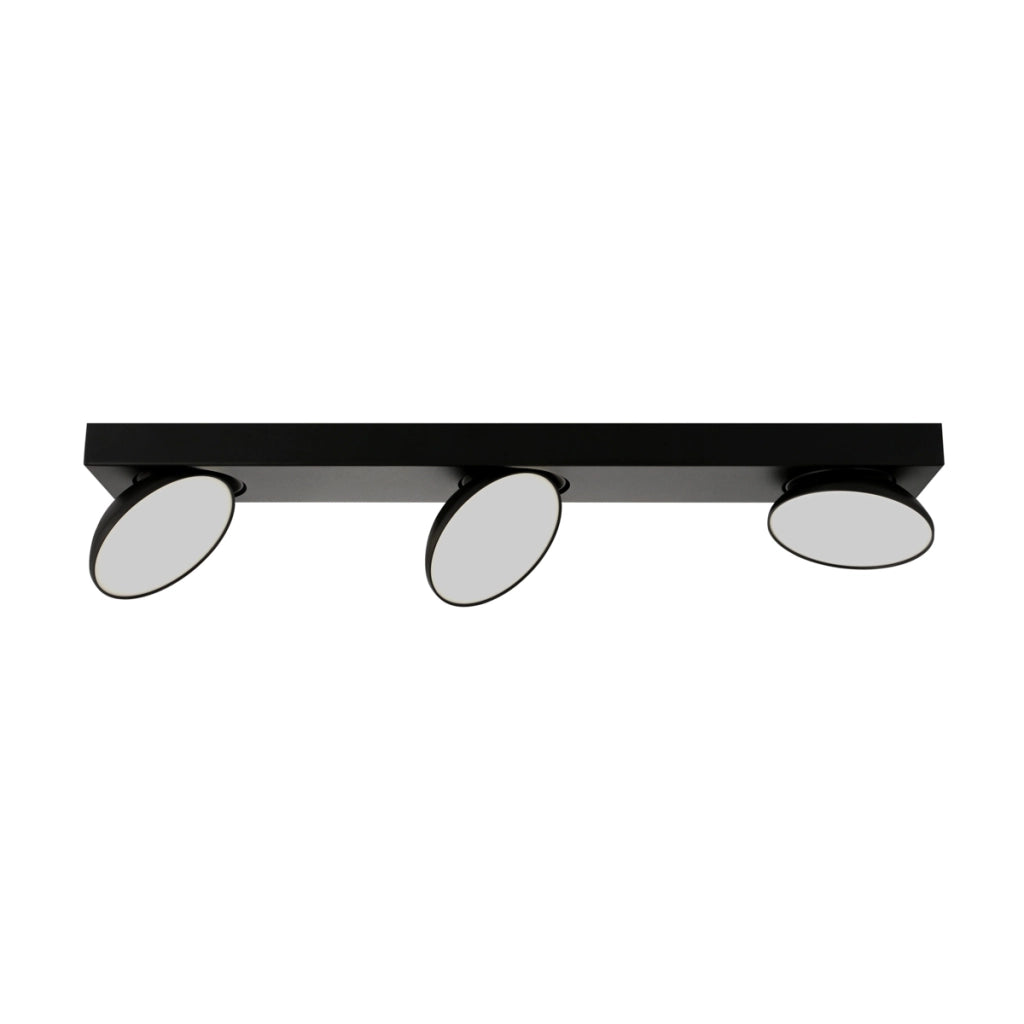Faretto soffitto moderno 3 luci nero orientabile LED 15W