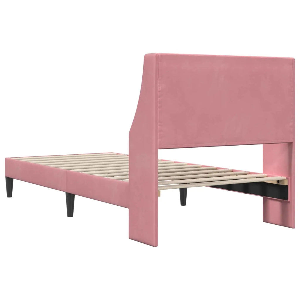 Struttura del letto con testiera-Giroletto Rosa 100 x 200 cm Velluto 607692
