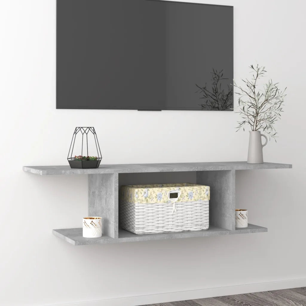 Mobile Porta TV a Parete-Mobile per TV-Credenza TV Grigio Cemento 103x30x26,5 cm