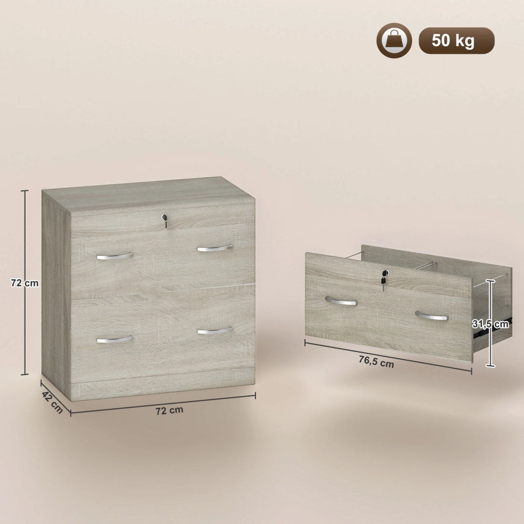 Scrivania con cassetti e cassettiera per archiviazione ¨C Zephmum ¨C 77x42x72 cm Legno Naturale