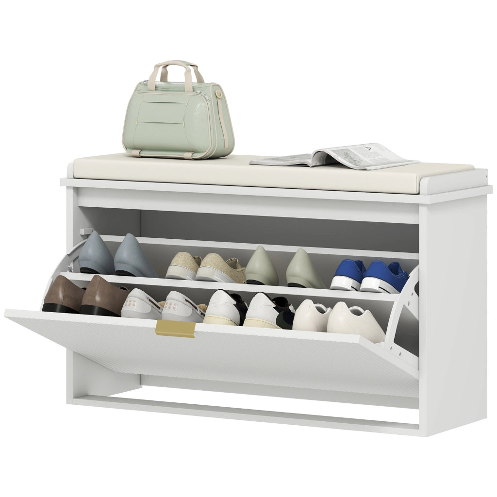 Panca con cassetto e appendiabiti ¨C Minimal ¨C 80x26x47,5 cm bianco
