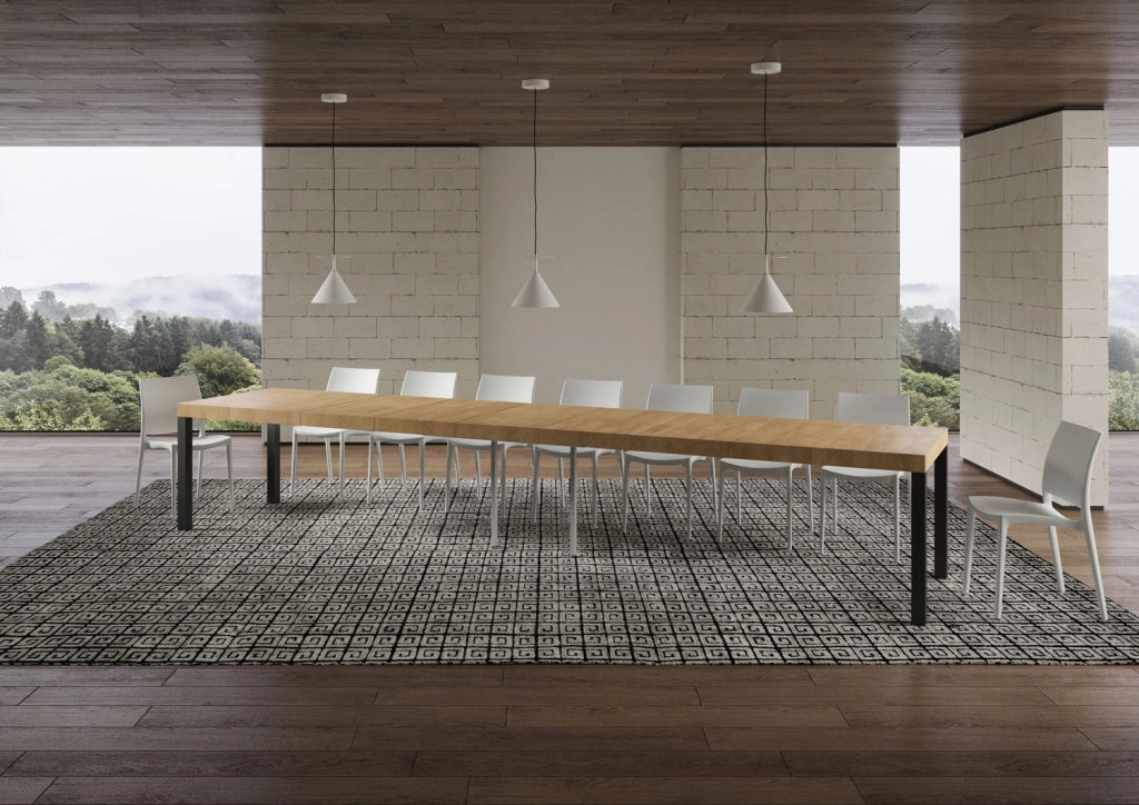 Tavolo allungabile 90x160/420 cm EveryX Premium quercia natura telaio Antracite