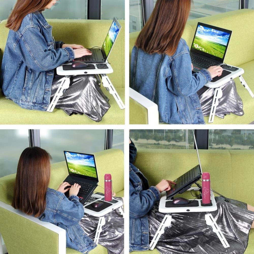 Trade Shop - Tavolino Pc Supporto Pieghevole Notebook Computer Tavolo Base Con Ventole -