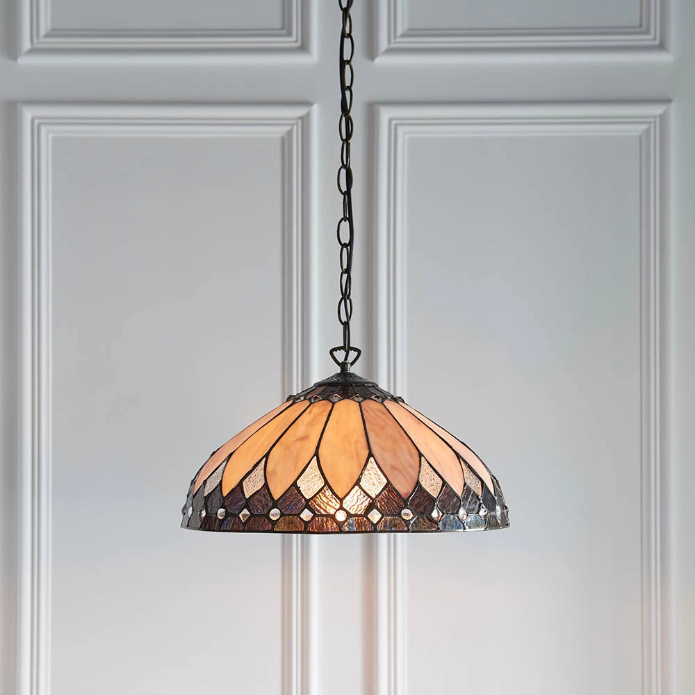 Lampada a sospensione BROOKLYN Tiffany vetro multicolor E27 60W