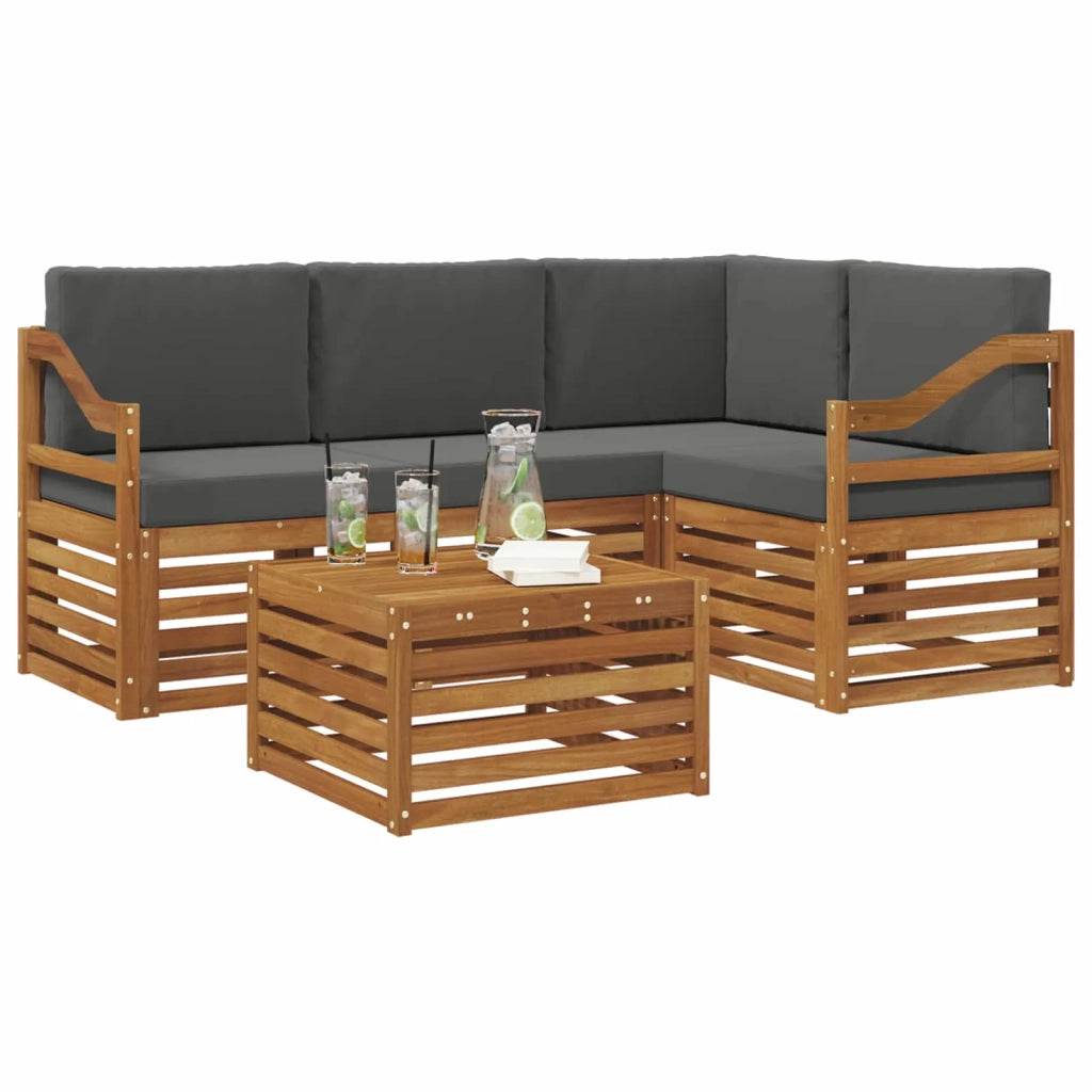Set di divani da esterno con cuscino 5 pcs Naturale e Antracite 3374787