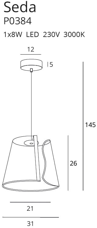 Lampada a sospensione Maxlight SEDA LED 8W ottone Ø31