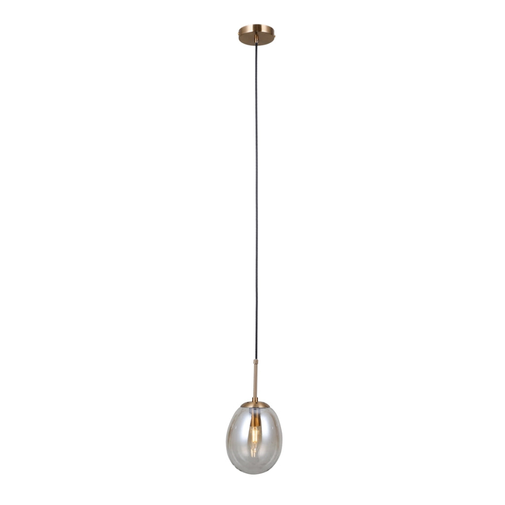 Lampada a sospensione minimal oro vetro ambra E14 Italux
