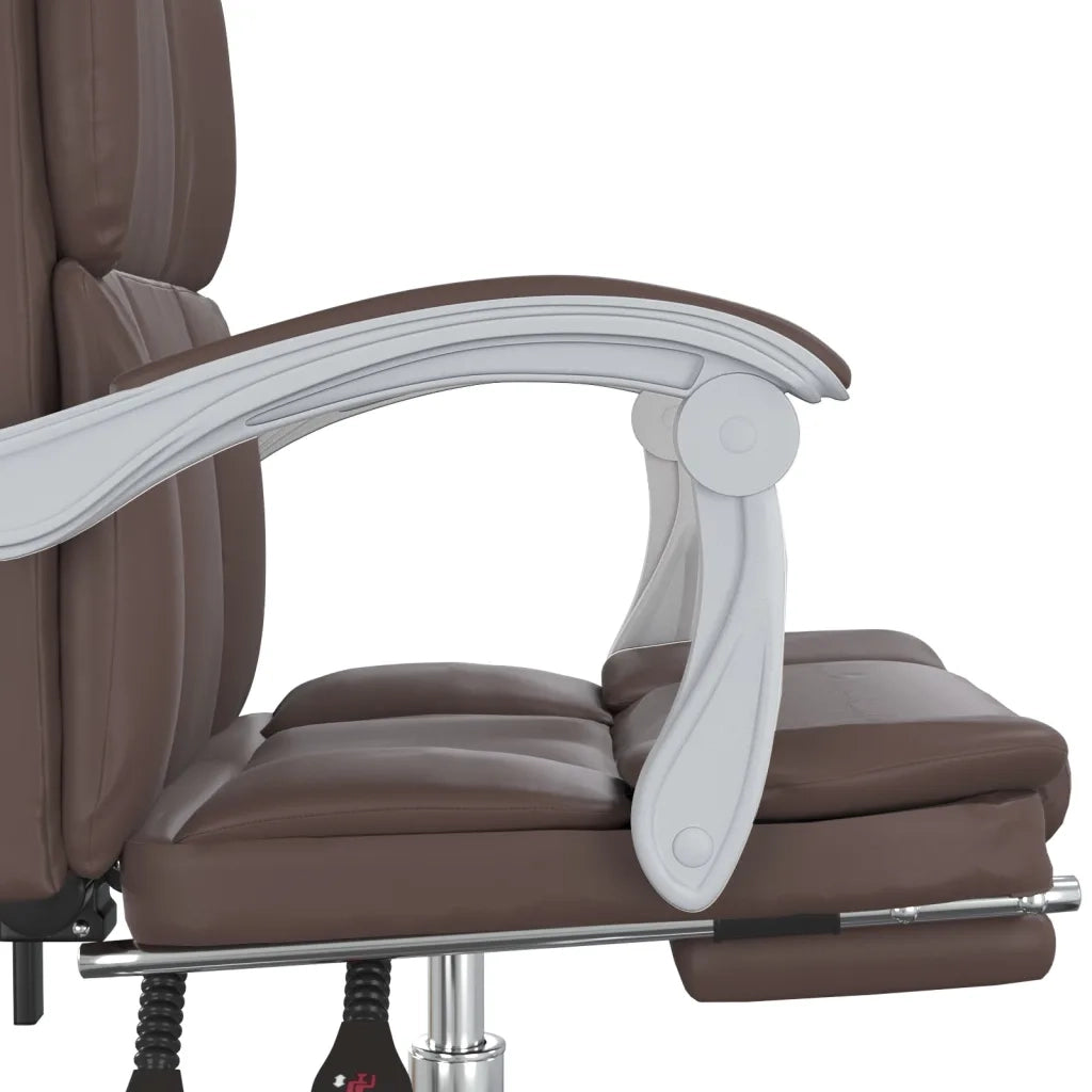 Poltrona | Sedia Relax da Ufficio Reclinabile Marrone in Similpelle