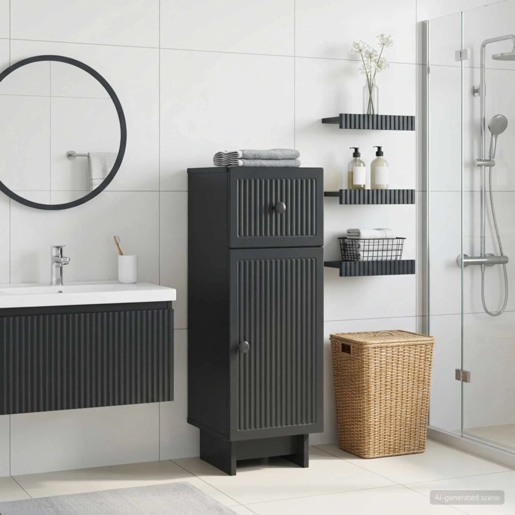 Mobiletto da Bagno EDE Nero 30 x 31 x 80 cm 895946