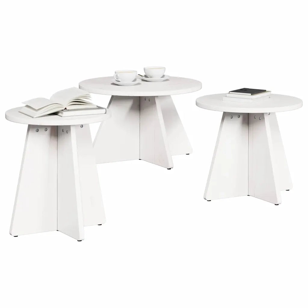 Tavolino da salotto 3 pcs Bianco 873539