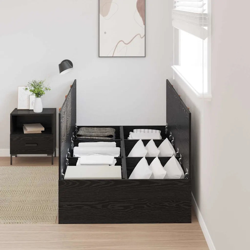 Struttura letto con contenitore-Giroletto con contenitore Rovere Nero 70 x 190 cm