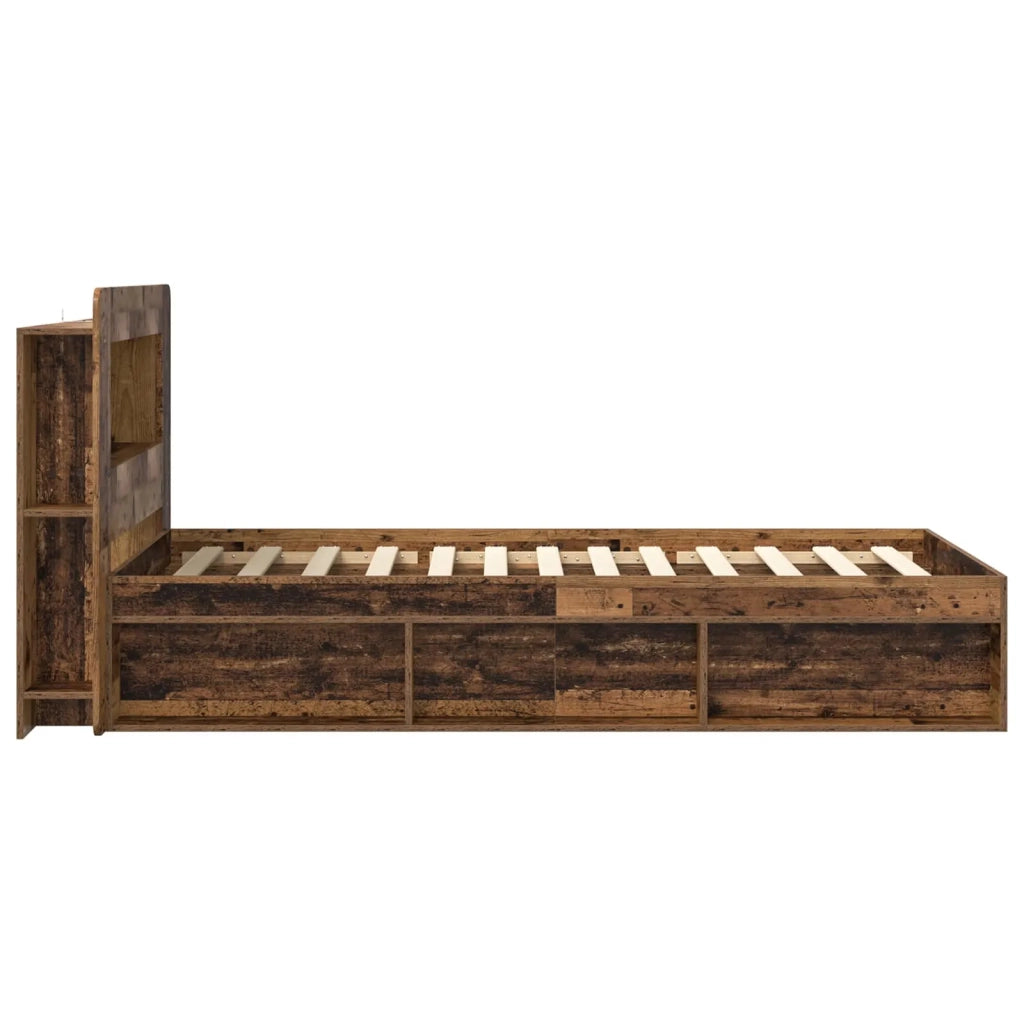 Telaio del letto con storage Legno antico 75 x 190 cm 3433427