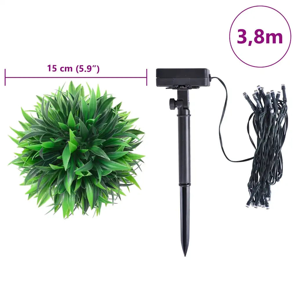 Sfere di Bosso Artificiale con Luci LED 4 pz Verdi 15 cm CFW4131679