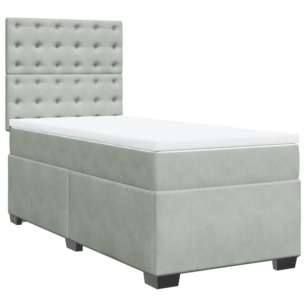 Giroletto a Molle con Materasso Grigio Chiaro 90x200 cm Velluto