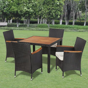 Set da Pranzo da Giardino 5 pz con Cuscini in Polyrattan Nero 41307
