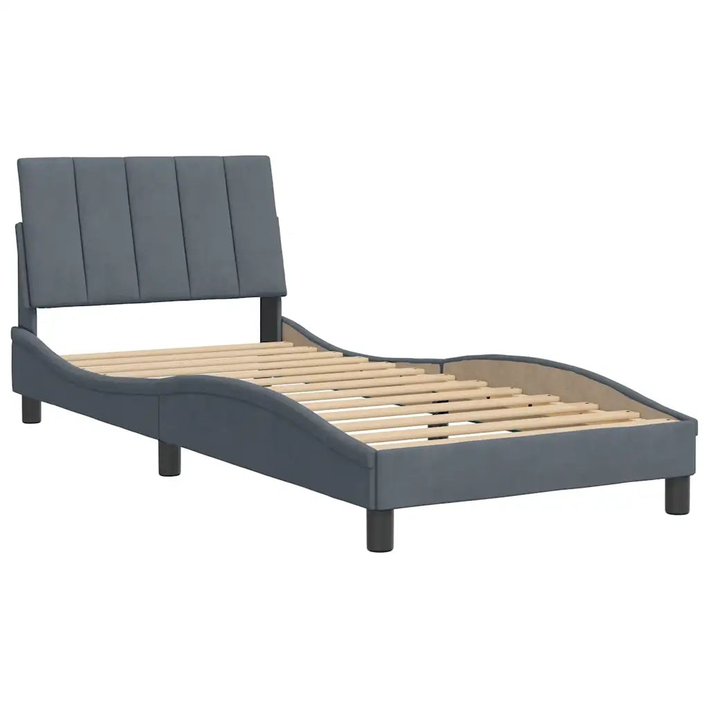 Giroletto senza Materasso Hanko Grigio Scuro 80x200 cm Velluto 3207814
