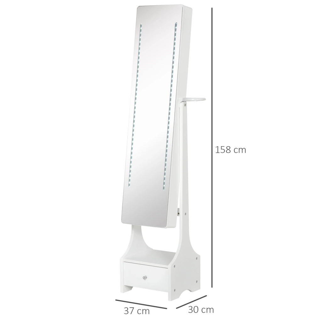 Armadio Portagioie con Specchio e Luci LED ¨C Minimal ¨C Bianco