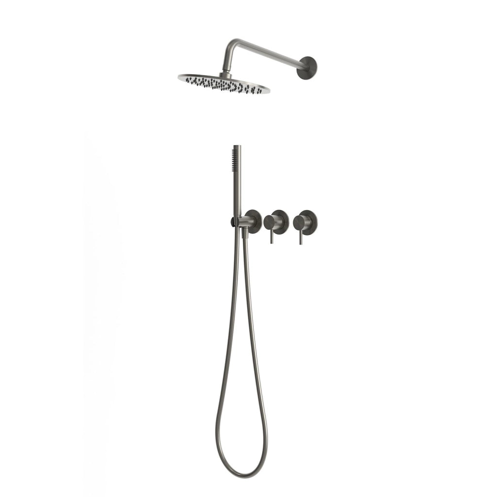 Kit doccia incasso parete acciaio inox 316L canna di fucile con soffione 30 cm braccio miscelatore deviatore doccino supporto e flessibile KIT-DOCCIA-PARETE-30-CANNA-FUCILE
