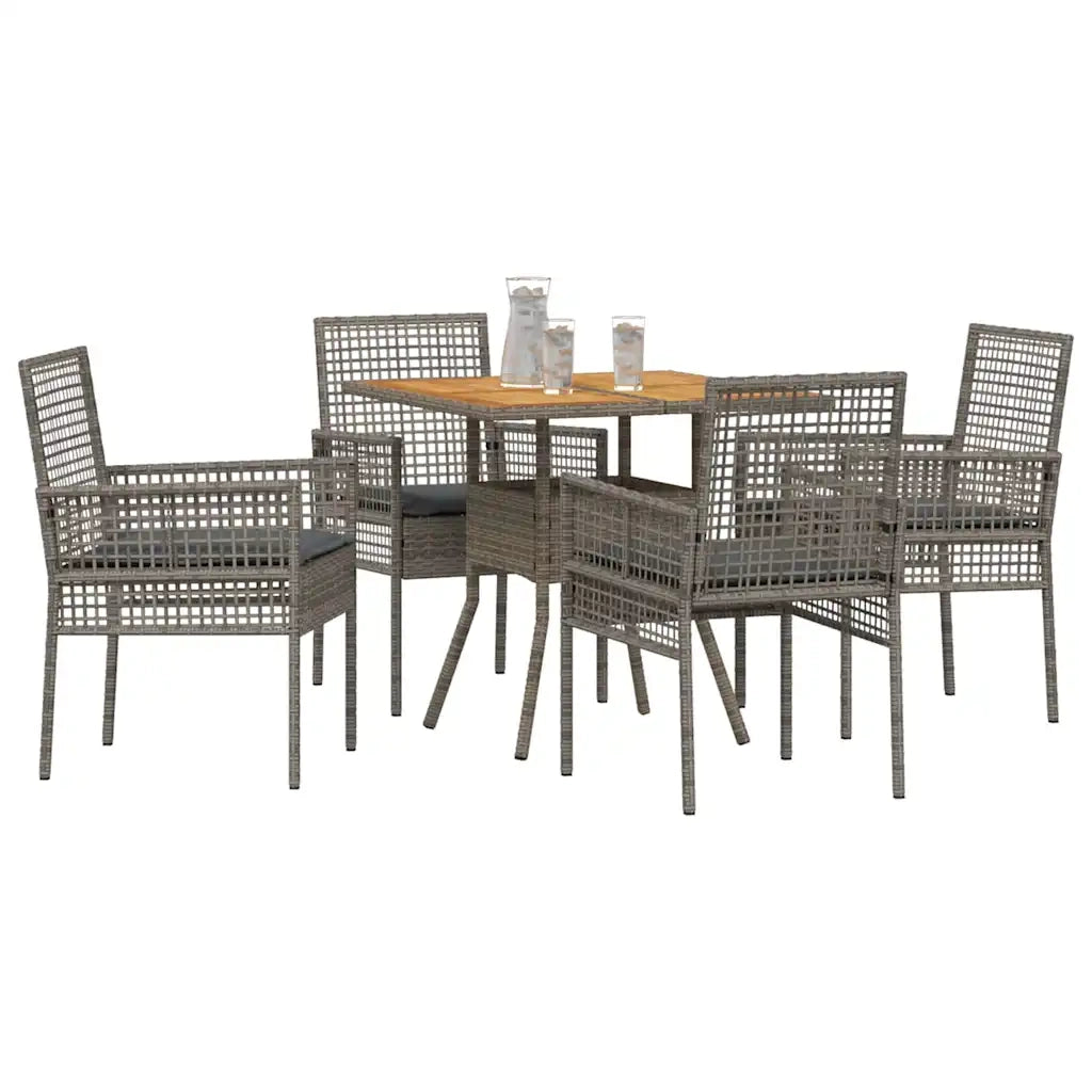 Set da Pranzo per Giardino 5 pcs Grigio polyrattan 3334938