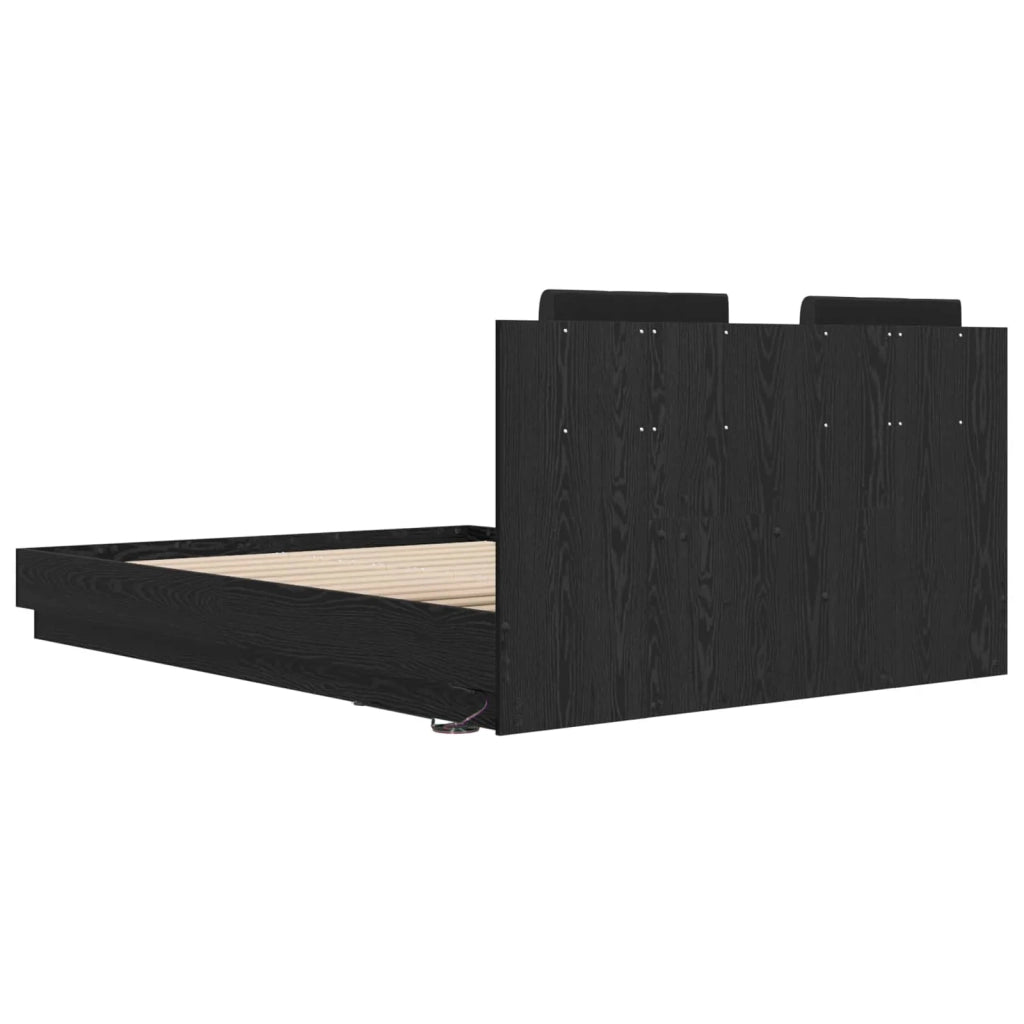 Struttura letto con testata-Giroletto Rovere Nero 150 x 200 cm