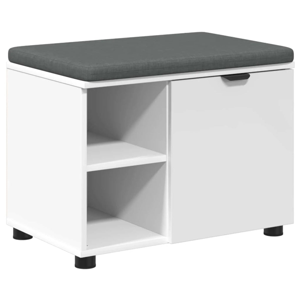 Panca per ingresso con cuscino con porta Bianco 60 x 38 x 46 cm 891496