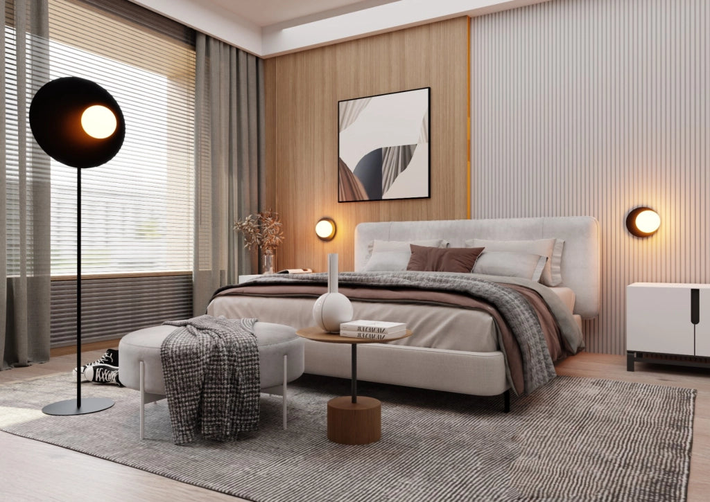 Lampada da terra OSLO nero/opalino E14 Emibig h145