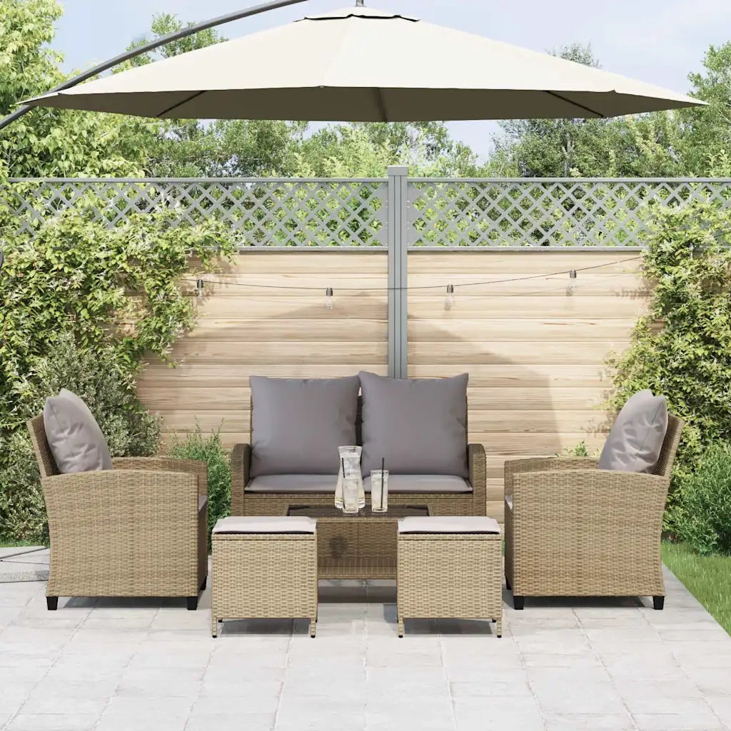 Set Divano da Giardino 6 pz con Cuscini Beige in Polyrattan 3324580