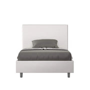Letto una piazza e mezza con rete imbottito 130x190 similpelle bianco Focus