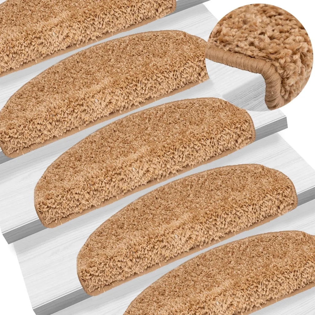 Tappetini per scale 10 pz 65x21x4 cm Beige Semicircolari Grandi 149803