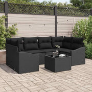 Set di divani con cuscino 7 pcs Nero polyrattan