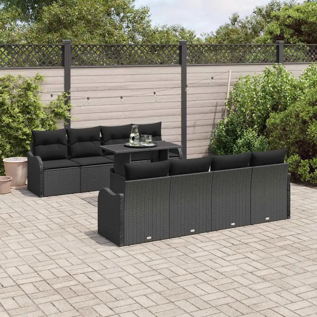 Set Divano da Giardino con cuscino 7 pcs Nero polyrattan 3348429