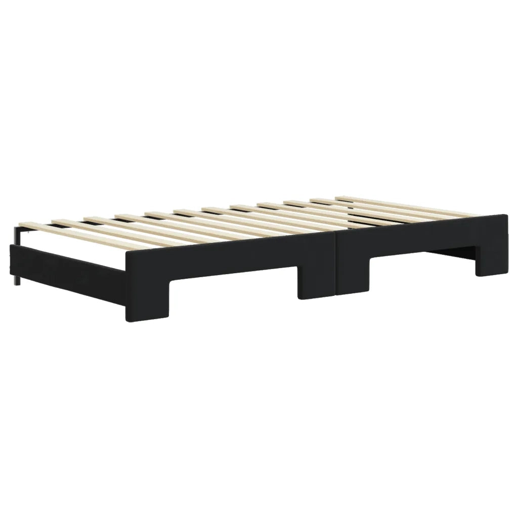 Divano letto | Sof¨¤ letto | Letto singolo Estraibile con Cassetti Nero 100x200 cm in Velluto
