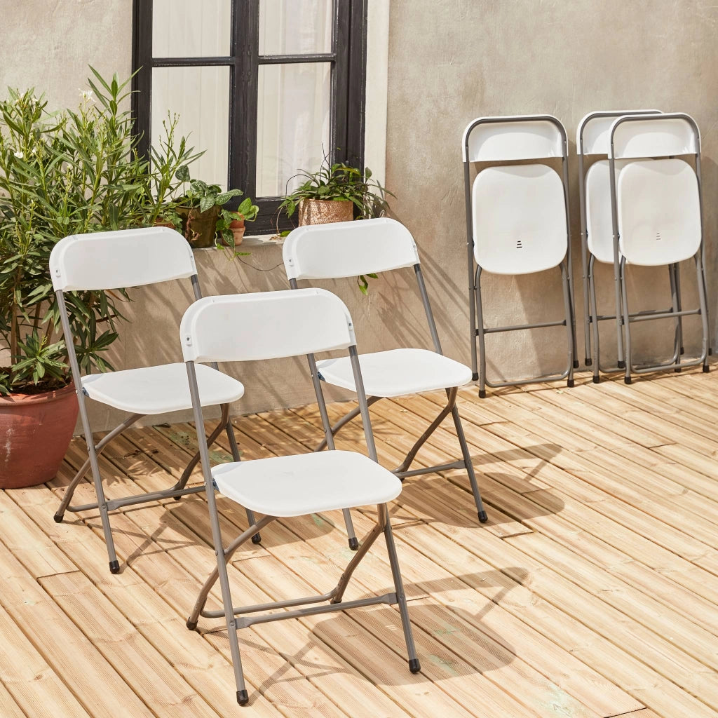 Set 6 sedie da ricevimento pieghevoli, bianco