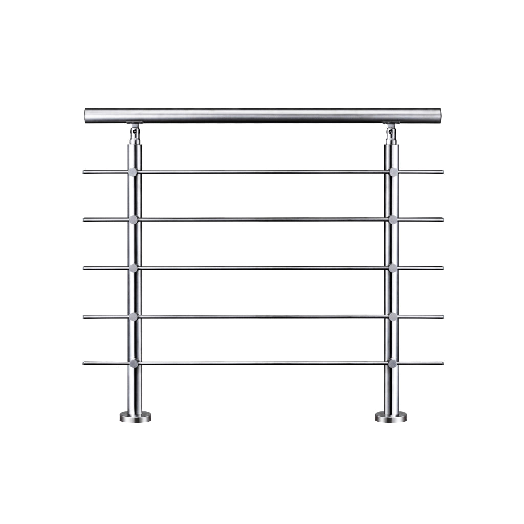 Balaustra Corrimano Ringhiera in acciaio inox spazzolato 80x106cm per interni ed esterni 5 barre trasversali