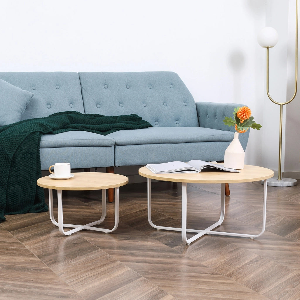 Tavolino da caff¨¨ ¨C Minimal ¨C Naturale e Bianco