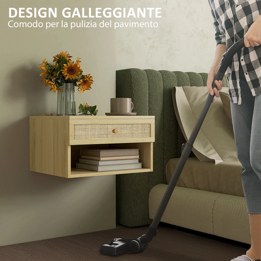 Comodino con Cassetto e Ripiani Aperti ¨C zephmum ¨C 40x34x23 cm
