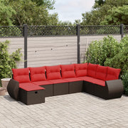 Set Divani da Giardino 8 pz con Cuscini Marrone in Polyrattan 3325640
