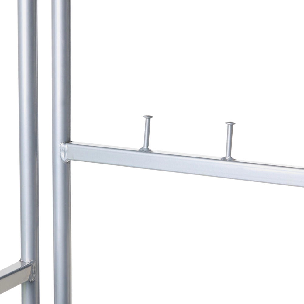 Appendiabiti in acciaio e metallo argento da 160 cm con ripiani e scaffali stile Glamour Industriale