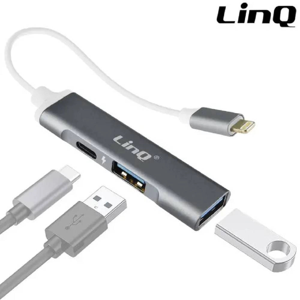 Trade Shop - Convertitore Otg Connettore Lightning A Lightning + 2xusb 3in1 Hub Iphone Ip7942 -