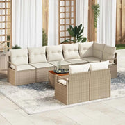 Set Divano da Giardino 9 pcs Beige e Crema polyrattan 3356391