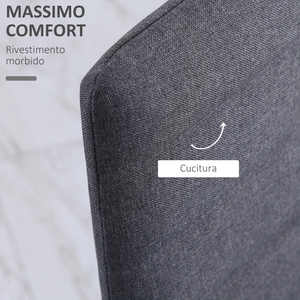 Set 4 Sedie Imbottite da Pranzo ¨C Xylo ¨C Tessuto Grigio Metallo Moderne per Sala Cucina Soggiorno