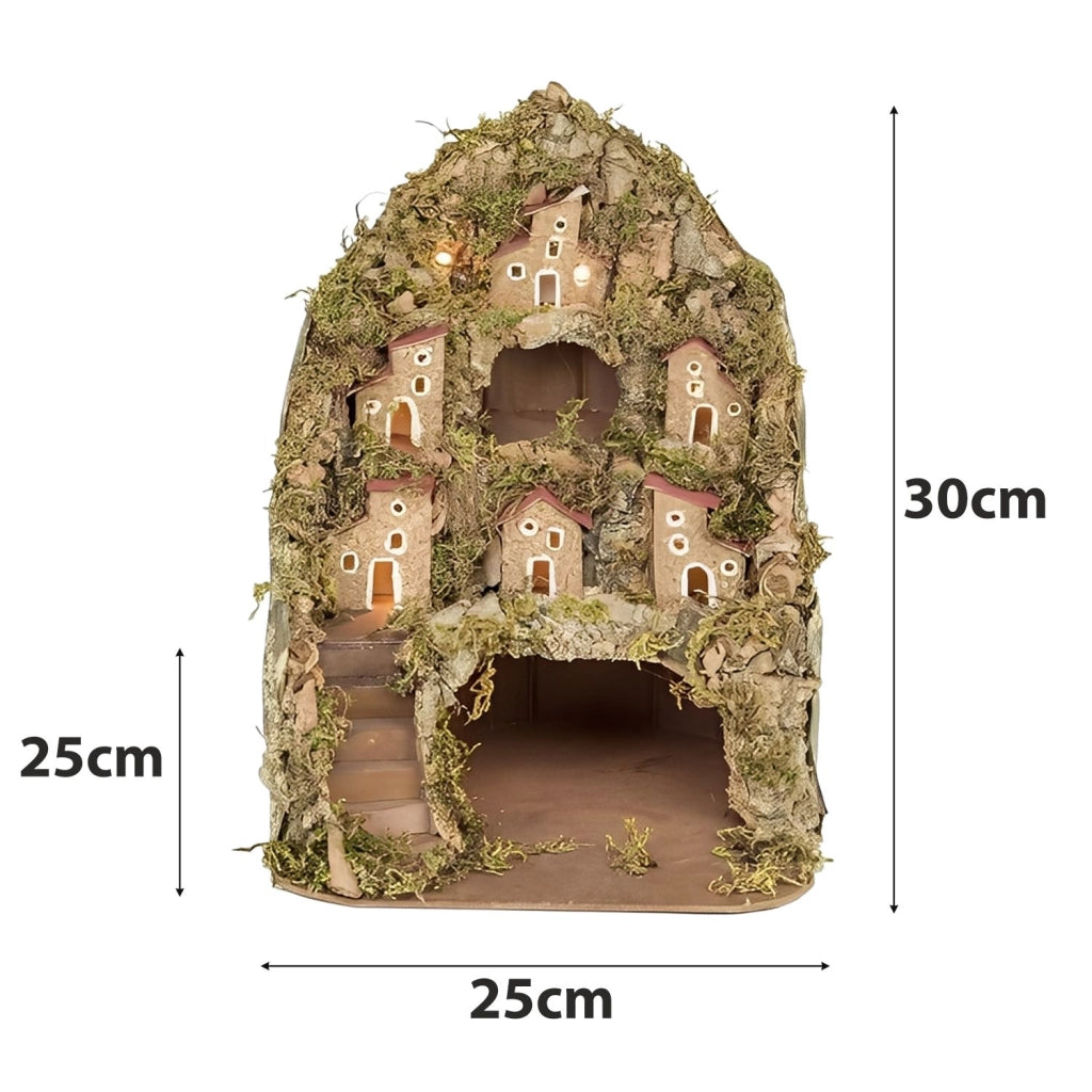PRESEPE NAPOLETANO NATALIZIO CON LUCI LED INTEGRATE FATTO A MANO ARTIGIANALE