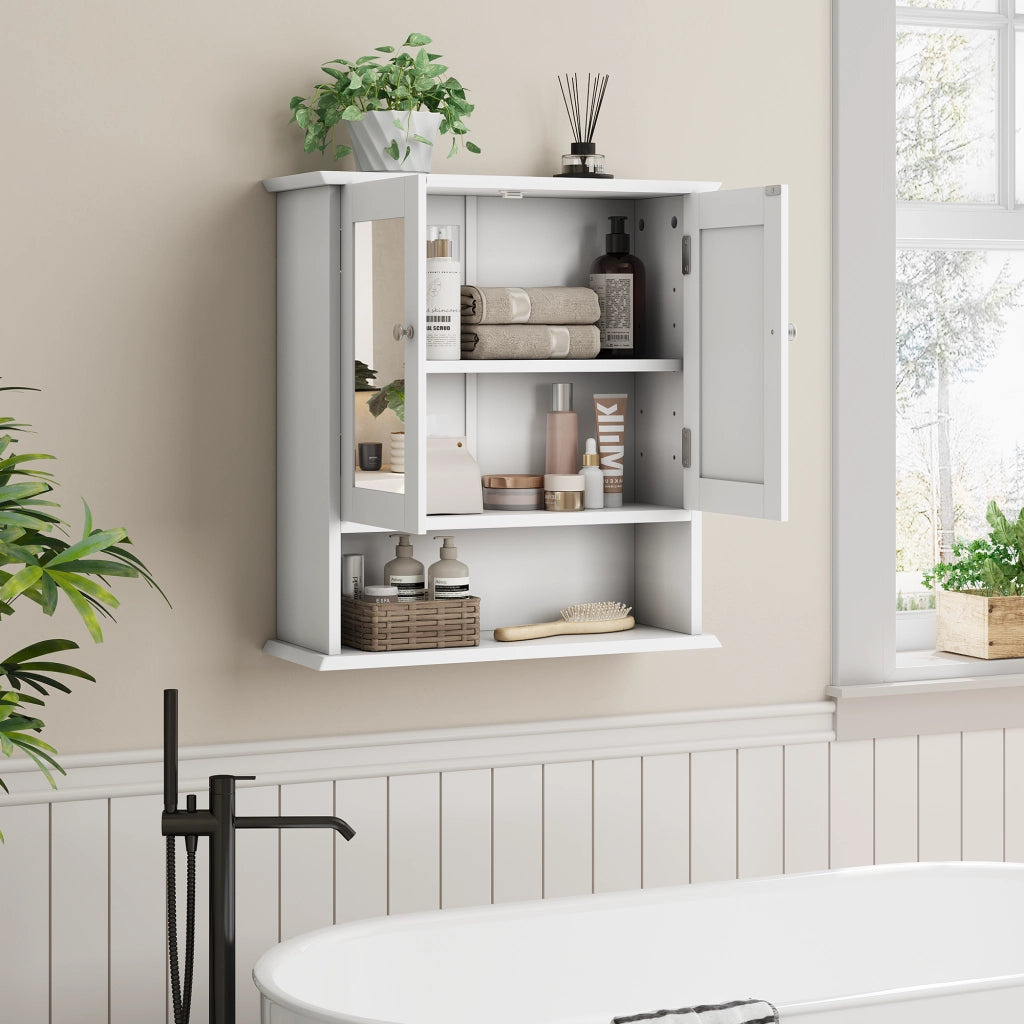ARMADIO DA BAGNO con specchio 54,6 x 19,8 x 60 cm Bianco MDF