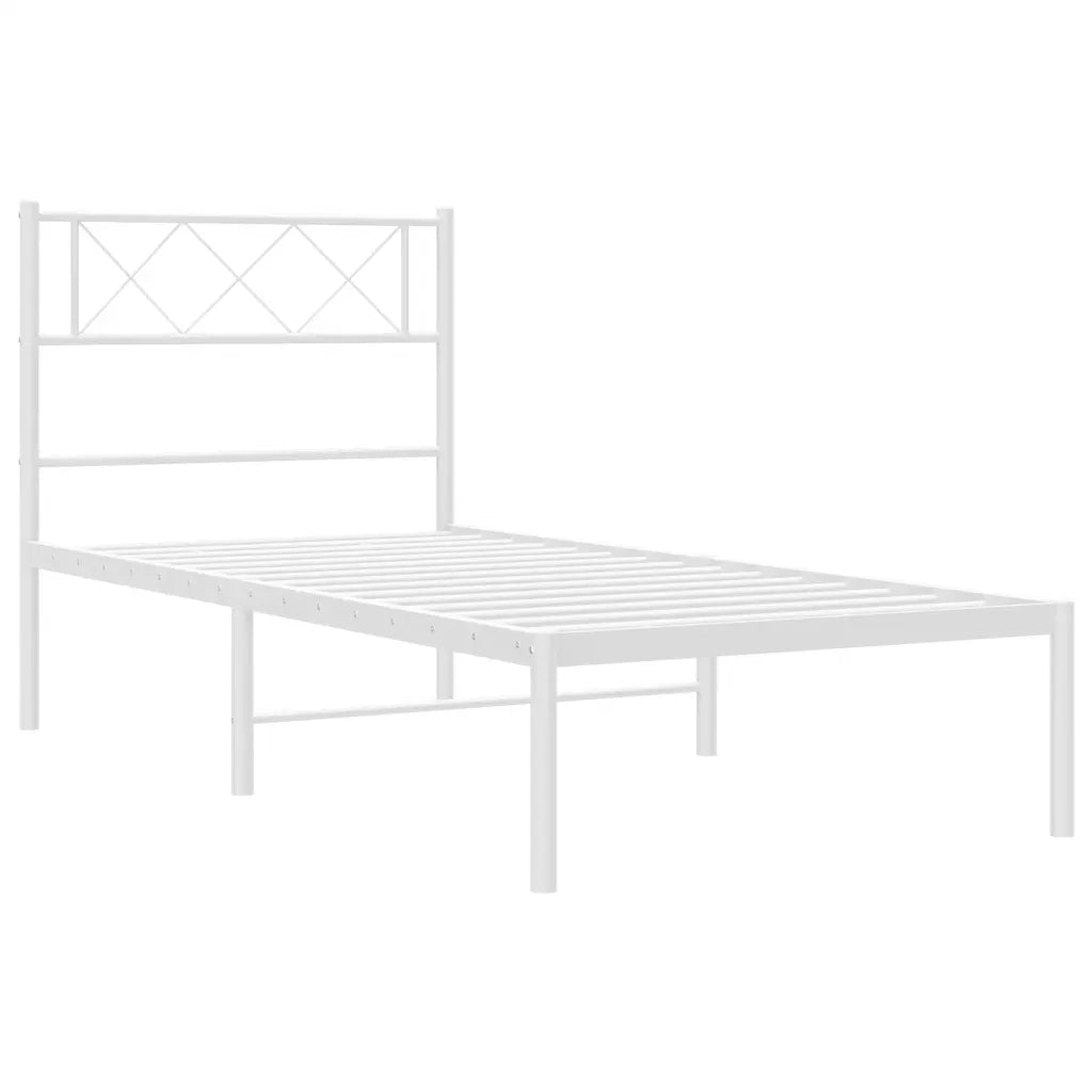 Giroletto con Testiera Metallo Bianco 100x190 cm 372320