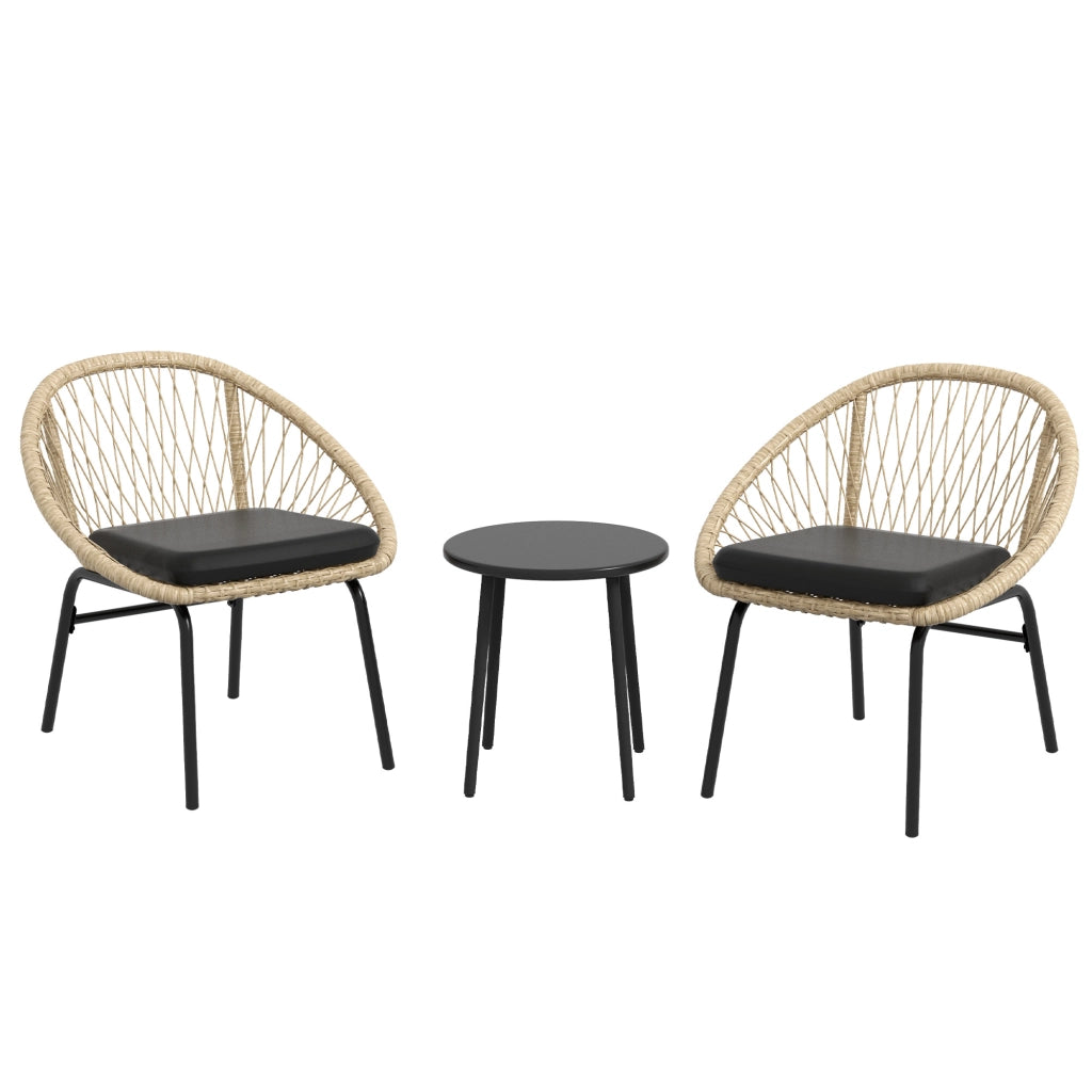 Set Mobili da Giardino in Rattan 3 Pezzi con Tavolino e 2 Sedie con Cuscini ¨C MINIMAL ¨C Giallo