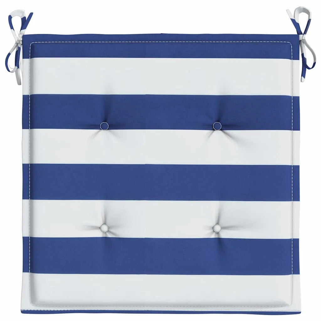 Cuscini per Sedia 2pz Strisce Bianche e Blu 50x50x3 cm Tessuto 361077