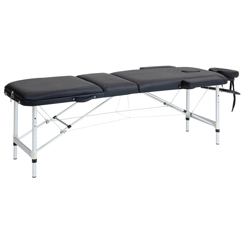 Lettino da Massaggio Pieghevole Regolabile ¨C Minimal ¨C Nero, Alluminio e Plastica, 215x81x61-84 cm