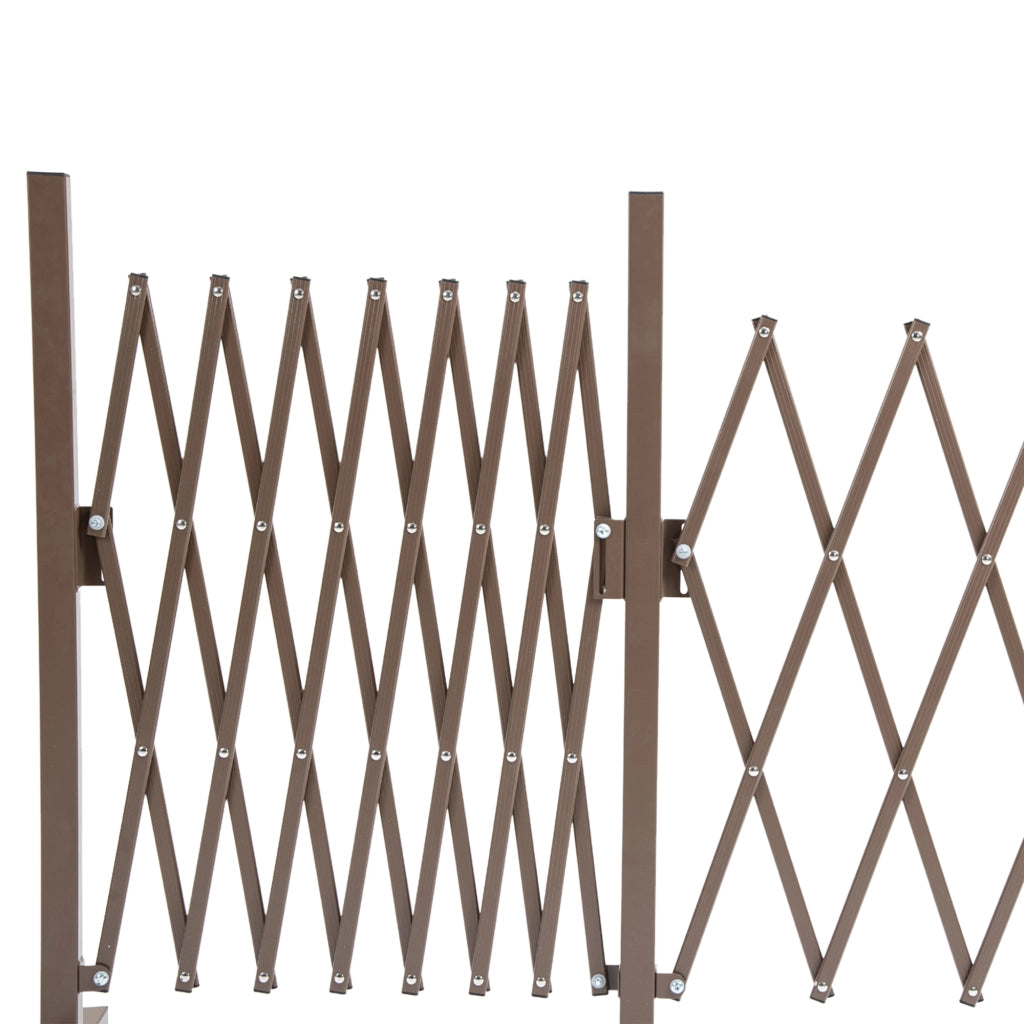 Cancello/barriera a forbice estensibile, 52-405 cm, da giardino, in alluminio, marrone, H103,5 cm