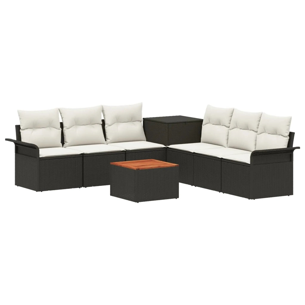 Set di divani 8 pz Nero e Bianco Crema 3447997